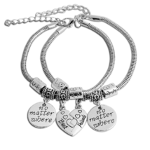 2 PCS Stainless Steel Expendable Inspirational Bangle Bracelets Silver NEW - £8.49 GBP