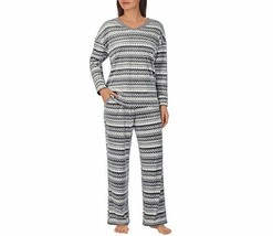 Nautica Ladies&#39; Size Small, 2-PC Silky Fleece Pajamas Set, Gray Fairisle - £14.87 GBP