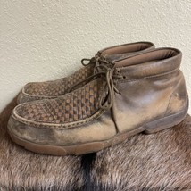 Twisted X Woven Checker Top Driving Moc Shoe Chukka Boot Brown Leather Size 15 M - $45.54