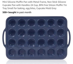 Mini Silicone Muffin Pan with Metal Frame, Non Stick Silicone Cupcake Pa... - $21.66