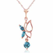 Galaxy Gold GG 14k Rose Gold 18&quot; Necklace with Blue Topaz Butterfly Pendant - £195.93 GBP