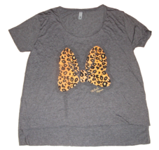 Gray Minnie Mouse Leopard Spot Hair Bow T-shirt Size 2XL - £6.22 GBP