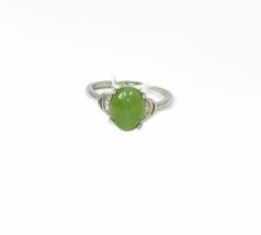 100% Nature Hetian Green Nephrite Jade with Cat Eyes 925S Women&#39;s Ring 3175 - £51.55 GBP