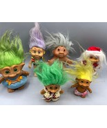 Vintage Troll Doll Collection Colorful Hair &amp; Outfits Set Of 6 Dolls - $21.67