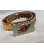 Northwestern Railroad Employee Owned Belt Buckle Leather Bedazzled Brown... - $43.85 CAD