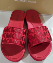 Michael Kors Platform Slides Scuba Crimson Red Flip Flop Sandal 7 M NEW ... - $69.99