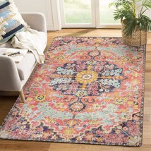 Lahome Bohemian Floral Medallion Area Rug - 4X6 Hot Pink Entryway, Fuchsia/Multi - $73.95