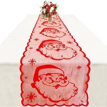 Christmas Table Runner 72 Inches Lace Snowflake Santa Claus Table Runner Fo Home - £29.44 GBP