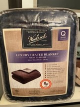 Woolrich Queen Electric Heated Plush to Berber Bed Blanket Navy Blue Dua... - £54.52 GBP