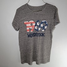 Woodstock Shirt Mens Small Soft Gray 1969 Woodstock Distressed Band Tee Casual - $13.99