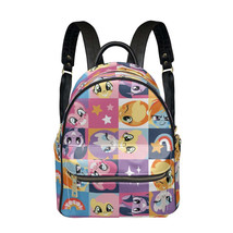 My Little Pony Grid Patch PU Leather Leisure Backpack College School Daypack - £29.56 GBP