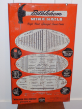 Vintage Bethlehem Wire Nails Tin Over Cardboard Store Sign - €103,90 EUR