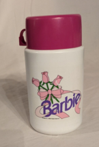 Vintage 1990 White Pink Flowers Tulips Barbie Thermos Lunchbox REPLACEMENT USA - £7.66 GBP