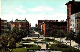 Baltimore Maryland Vintage Postcard Mount Vernon Place City Street View Park MD - £10.17 GBP