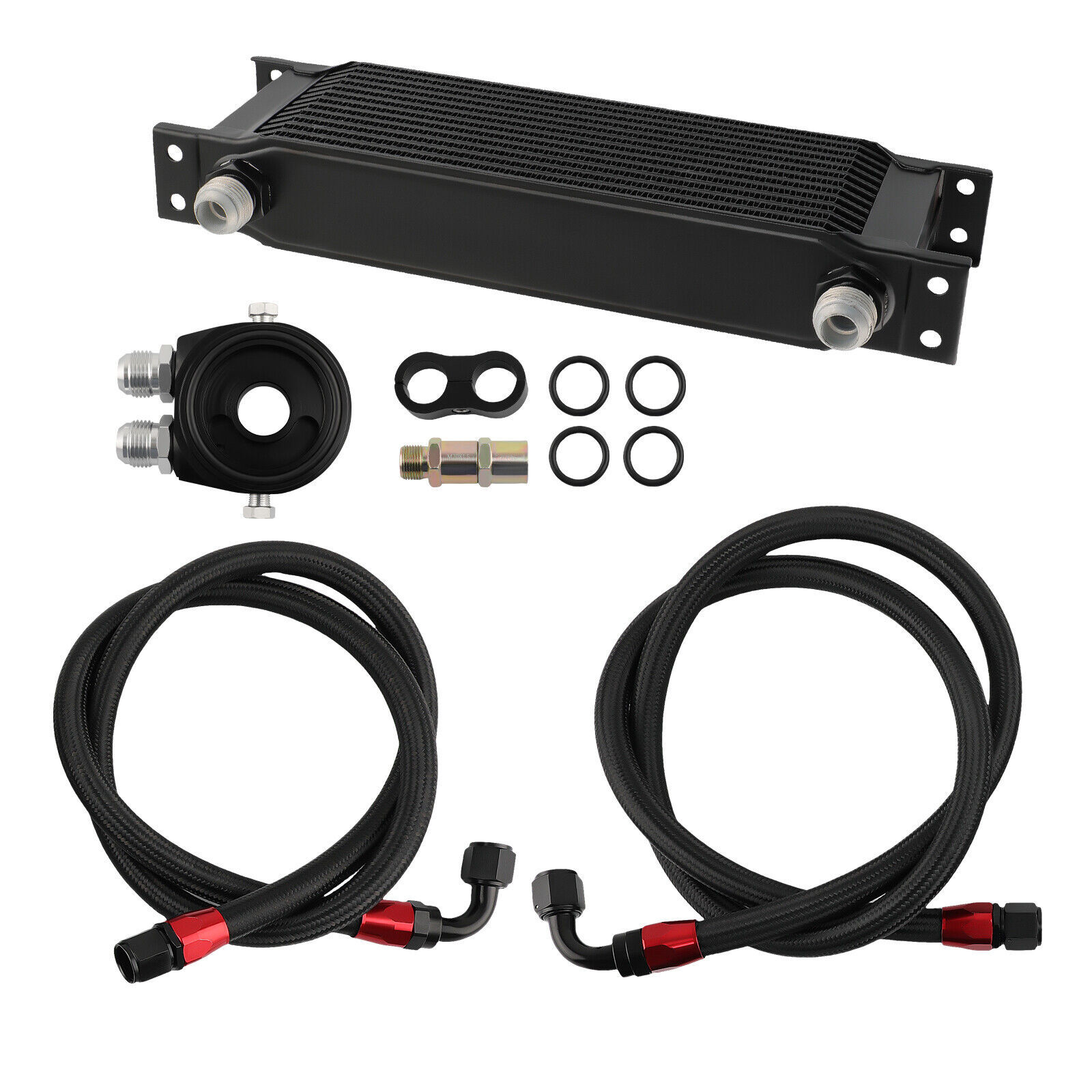 Universal 13 Row Aluminum Oil Cooler Kit Oil Filter Relocation Adapter Kit 10AN