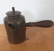 Vtg Antique Hammered Copper Turkish Dallah Lidded Coffee Tea Pot Wooden ... - $125.00