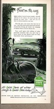 1947 Print Ad Quaker State Motor Oil Fall Time Pumpkin &amp; Convertible Car - $13.42