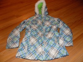 Girl&#39;s Size Large 6X Pacific Trail Puffer Jacket Winter Coat White Blue Green  - £16.53 GBP