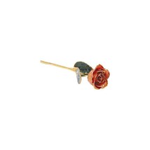 24K Gold Trimmed Lacquered Orange Long Stem Rose - £133.11 GBP