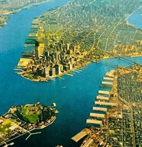 1990s New York City Manhattan Brooklyn Postcard Posted NYC Aerial View E86RP5 - £15.93 GBP