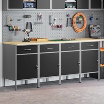 vidaXL Work Cabinet 4 pcs Black and Grey Engineered Wood and Steel - $34,068.33 MXN