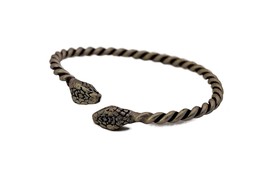 Twisted Bracelet with Snake Heads,  AdjustableTribal Bangle, Boho Jewelry for He - £11.96 GBP