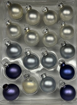 Rauch Glass Christmas Ornaments Round 1.25&quot; Silver Blue Purple Lot of 18 - £6.66 GBP