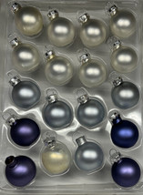 Rauch Glass Christmas Ornaments Round 1.25&quot; Silver Blue Purple Lot of 18 - £6.69 GBP