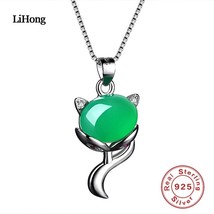 Brand jewelry 925 sterling silver necklace cute little  emerald pendant necklace - £17.82 GBP