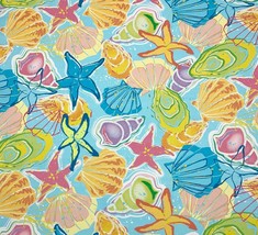 Hamilton Bali Blue Tropical Seashells Starfish Multiuse Fabric By The Yard 54&quot;W - £15.37 GBP