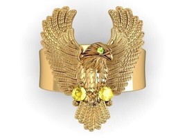 2.50Ct Round Simulated Diamond Eagle Ring Men Gift 14k Yellow Gold Plate... - £158.26 GBP