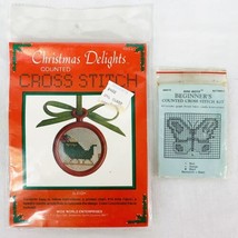 Beginners Counted Cross Stitch Kit Lot of 2 Christmas Sleigh Mini Butterfly New - £12.19 GBP