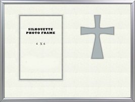 Tabletop Silver Cross Christian 8x10 Photo Frame Holds 4x6 Photo - £13.98 GBP
