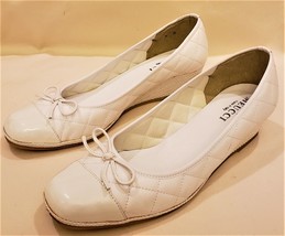 Sesto Meucci Made in Italy Comfort Wedge Shoes Size-9 White Leather - $39.97