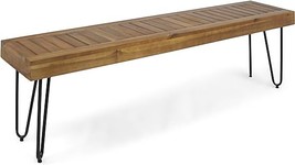 Christopher Knight Home Abbet Outdoor Industrial Wood Bench, Teak/Black Metal - £210.09 GBP