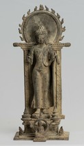 Antique Indonesian Style Standing Bronze Teaching Buddha Statue - 35cm/14&quot; - £996.02 GBP