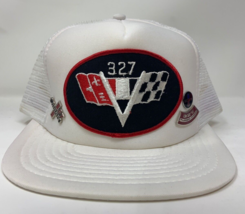 Vintage 327 Chevy Camaro V-Flags Logo Cap Adjustable White Trucker Hat w... - £53.90 GBP
