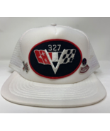 Vintage 327 Chevy Camaro V-Flags Logo Cap Adjustable White Trucker Hat w... - £51.23 GBP