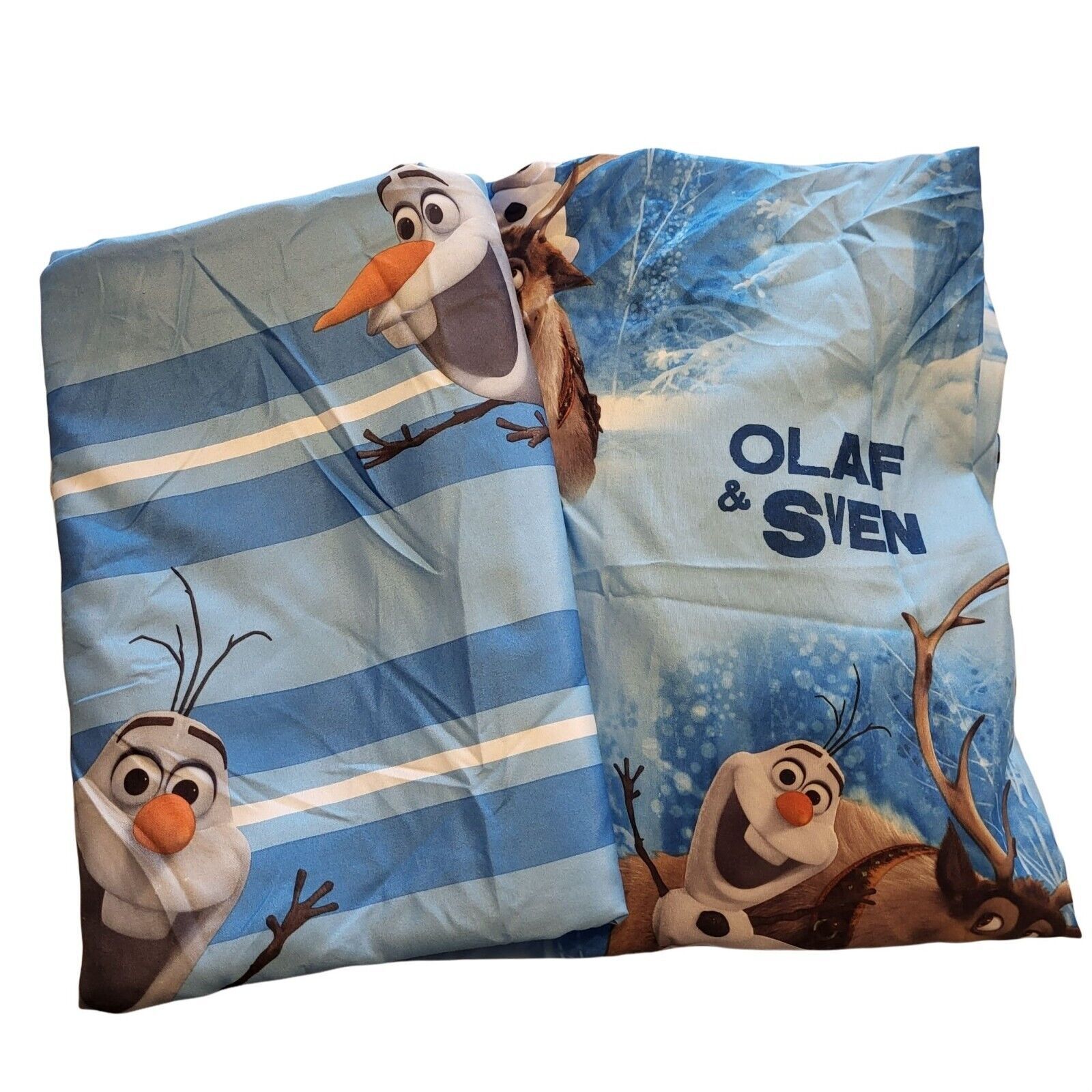 Primary image for Disney Frozen Olaf Sven Twin Fitted Flat Bed Sheet Set Bedding Blue Polyester