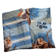 Disney Frozen Olaf Sven Twin Fitted Flat Bed Sheet Set Bedding Blue Poly... - £14.09 GBP