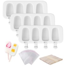 Popsicle Molds Set Of 3, 12 Cavities Silicone Popsicle Molds &amp; Ice Cake Pop Mold - £28.76 GBP