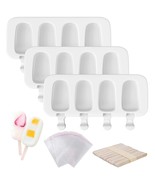 Popsicle Molds Set Of 3, 12 Cavities Silicone Popsicle Molds &amp; Ice Cake ... - £28.30 GBP