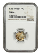 1916 10C Barber NGC MS66+ - $814.80