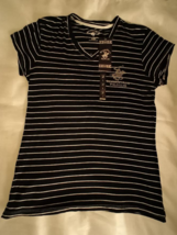 Beverly Hills Polo Club Women Black &amp; White Stripe Size L 95% Rayon &amp; 5%... - $9.99
