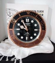 invicta stainless steel wall clock brown black &amp; white glow round pro di... - $229.90