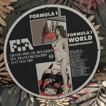 Vintage 1987 Formula 1 Grand Prix Belgium Porcelain Gas &amp; Oil Pump Sign - £99.60 GBP