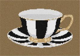 Pepita Needlepoint Canvas: Gold Rimmed Cup and Saucer, 10&quot; x 7&quot; - £40.18 GBP+