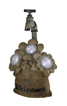 Scratch &amp; Dent Garden Bag of Flowers Faucet 3 LED Solar Light and Welcome Statue - £19.91 GBP