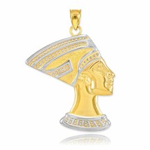 14K Solid Gold Queen Nefertiti Pendant Pyramid Egypt Mummy Royalty Power Wisdom - £217.30 GBP