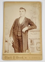 La Grande Oregon Attractive Man Clark &amp; Wood Studio Cabinet Card Photo JD21 - £11.95 GBP